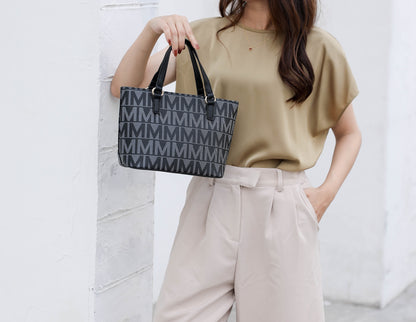 Vegan Leather Women'S Tote Bag, Small Tote Handbag, Pouch Purse & Wristlet Wallet Bag 4 Pcs Set by Mia K - Chocolate