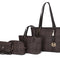 Vegan Leather Women'S Tote Bag, Small Tote Handbag, Pouch Purse & Wristlet Wallet Bag 4 Pcs Set by Mia K - Chocolate